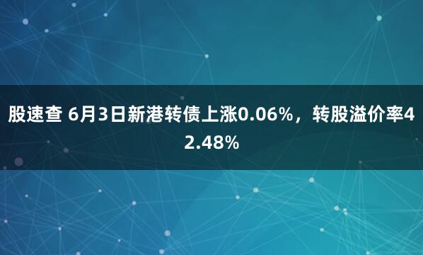股速查 6月3日新港转债上涨0.06%，转股溢价率42.48%