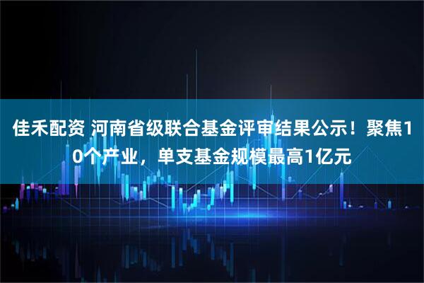 佳禾配资 河南省级联合基金评审结果公示！聚焦10个产业，单支基金规模最高1亿元