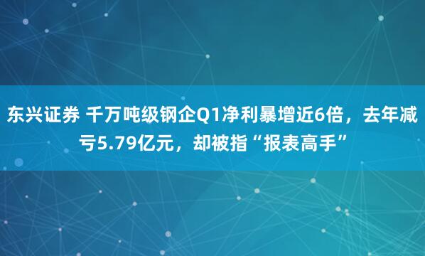 东兴证券 千万吨级钢企Q1净利暴增近6倍，去年减亏5.79亿元，却被指“报表高手”