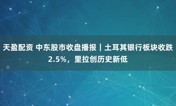 天盈配资 中东股市收盘播报｜土耳其银行板块收跌2.5%，里拉创历史新低